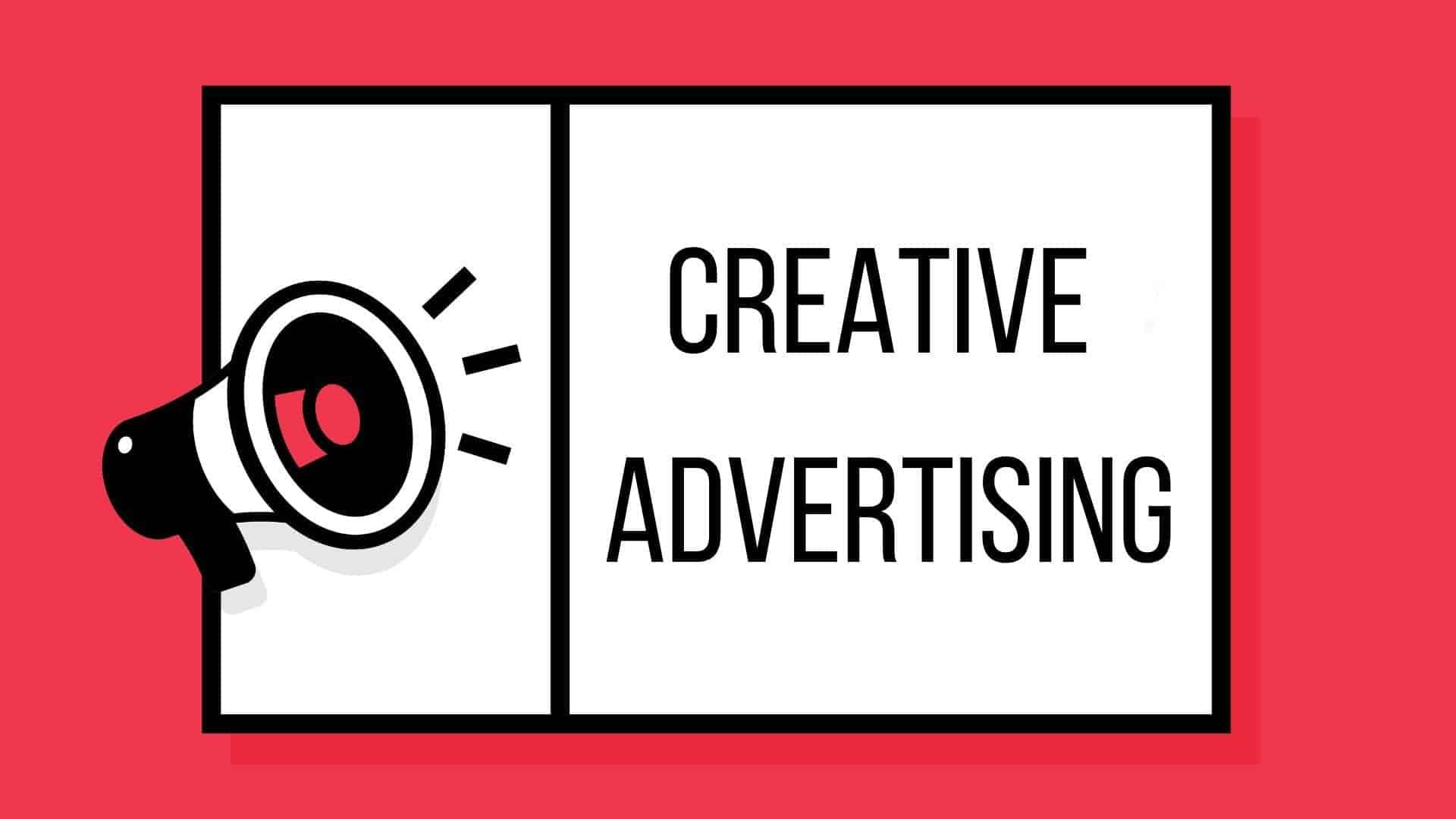 Clever Ads with bullhorn banner on red background.