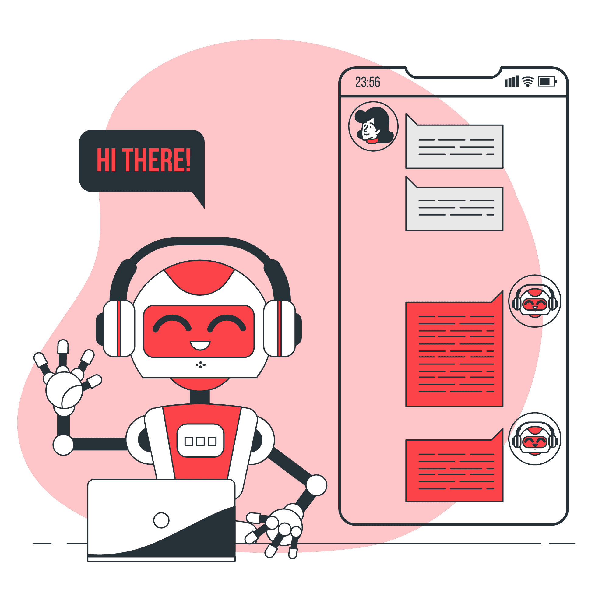 Chatbot conversation on a mobile device.