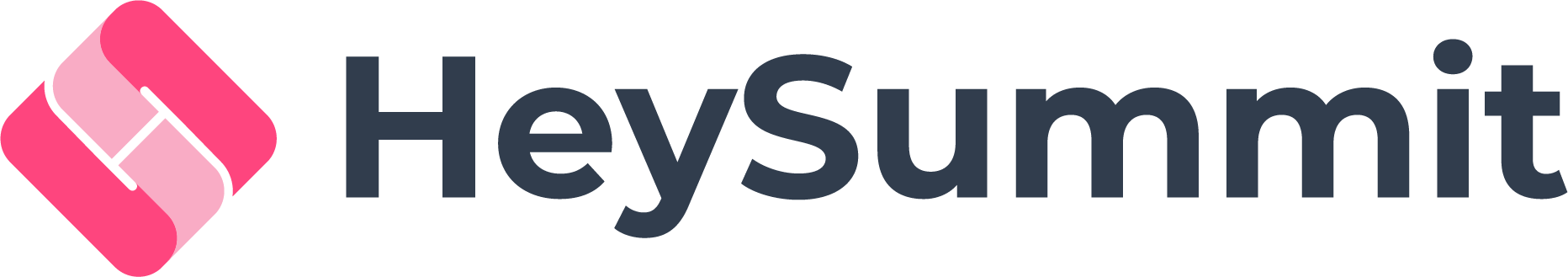The HeySummit logo, a pink square turned on its side with a white letter 