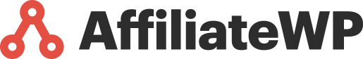 Affiliate WP logo in black lettering with a red three pointed element preceding it.